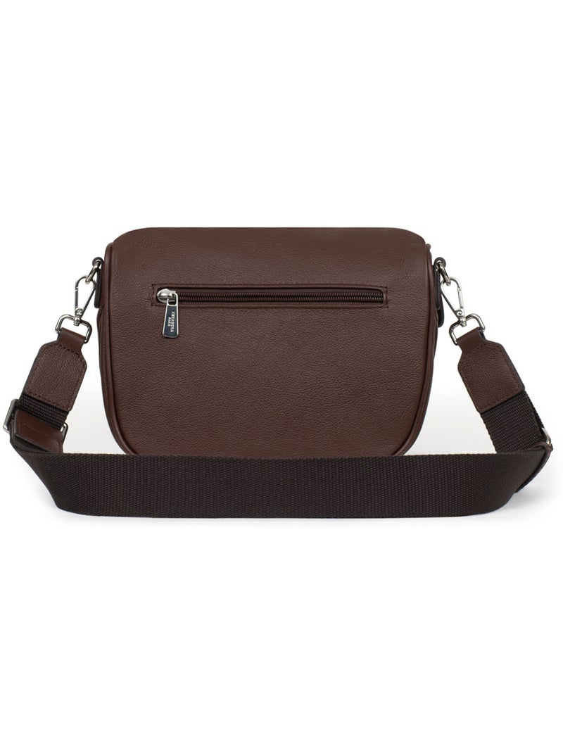 Borsa a tracolla - pelle confort hexagona Marrone cioccolato - Kiabi