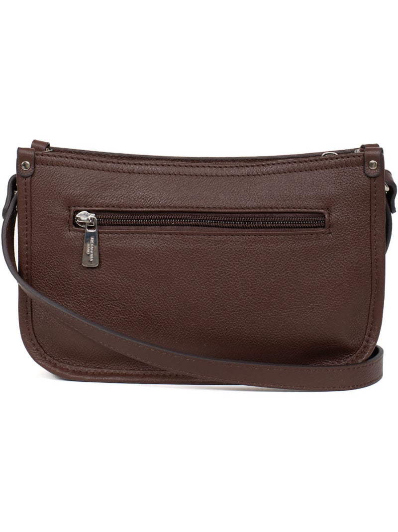 Borsa a tracolla - pelle confort hexagona Marrone cioccolato - Kiabi