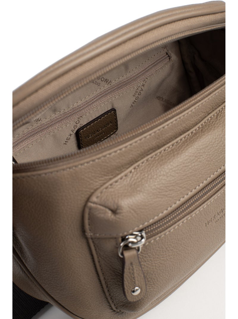 Borsa a tracolla - pelle confort hexagona Marrone glacé - Kiabi