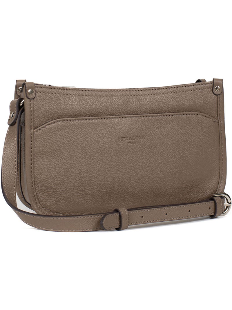 Borsa a tracolla - pelle confort hexagona Marrone glacé - Kiabi
