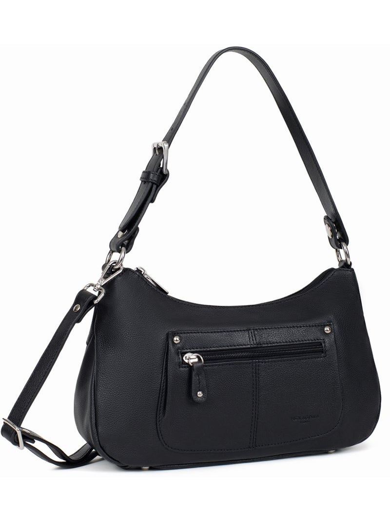 Borsa a tracolla - pelle confort hexagona Nero - Kiabi