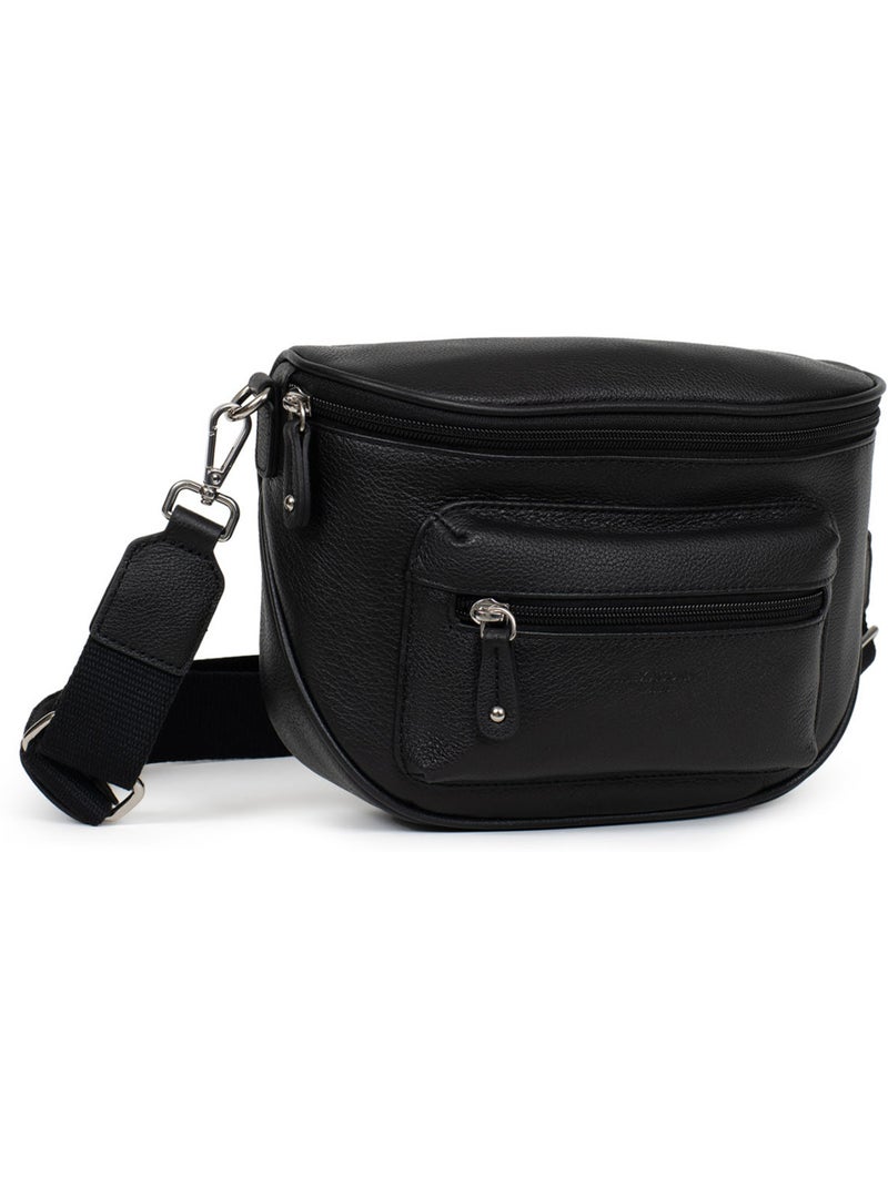 Borsa a tracolla - pelle confort hexagona Nero - Kiabi