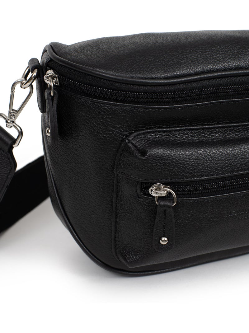 Borsa a tracolla - pelle confort hexagona Nero - Kiabi