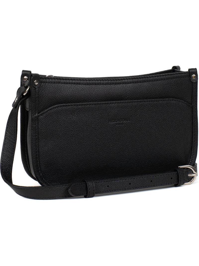 Borsa a tracolla - pelle confort hexagona Nero - Kiabi