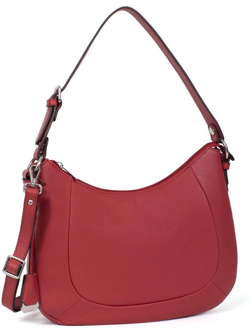 Borsa a tracolla - pelle confort hexagona Rosso scuro - Kiabi