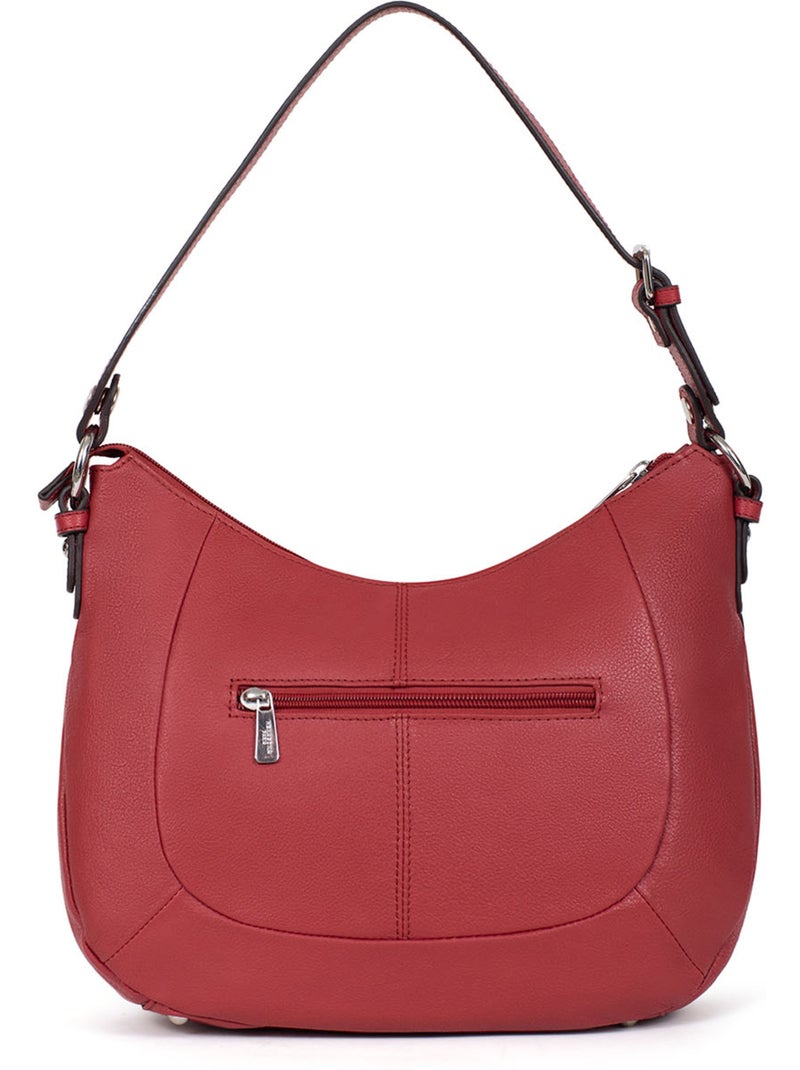 Borsa a tracolla - pelle confort hexagona Rosso scuro - Kiabi