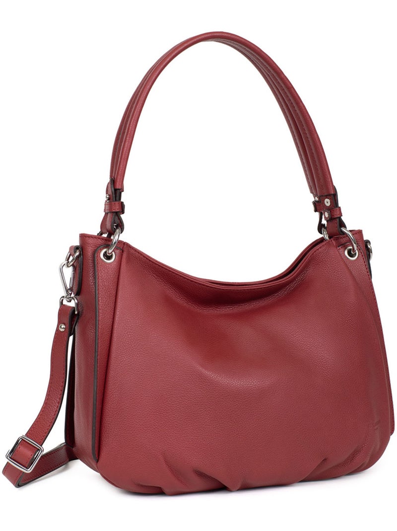 Borsa a tracolla - pelle confort hexagona Rosso scuro - Kiabi