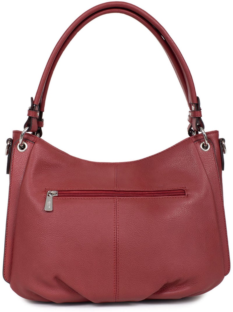Borsa a tracolla - pelle confort hexagona Rosso scuro - Kiabi