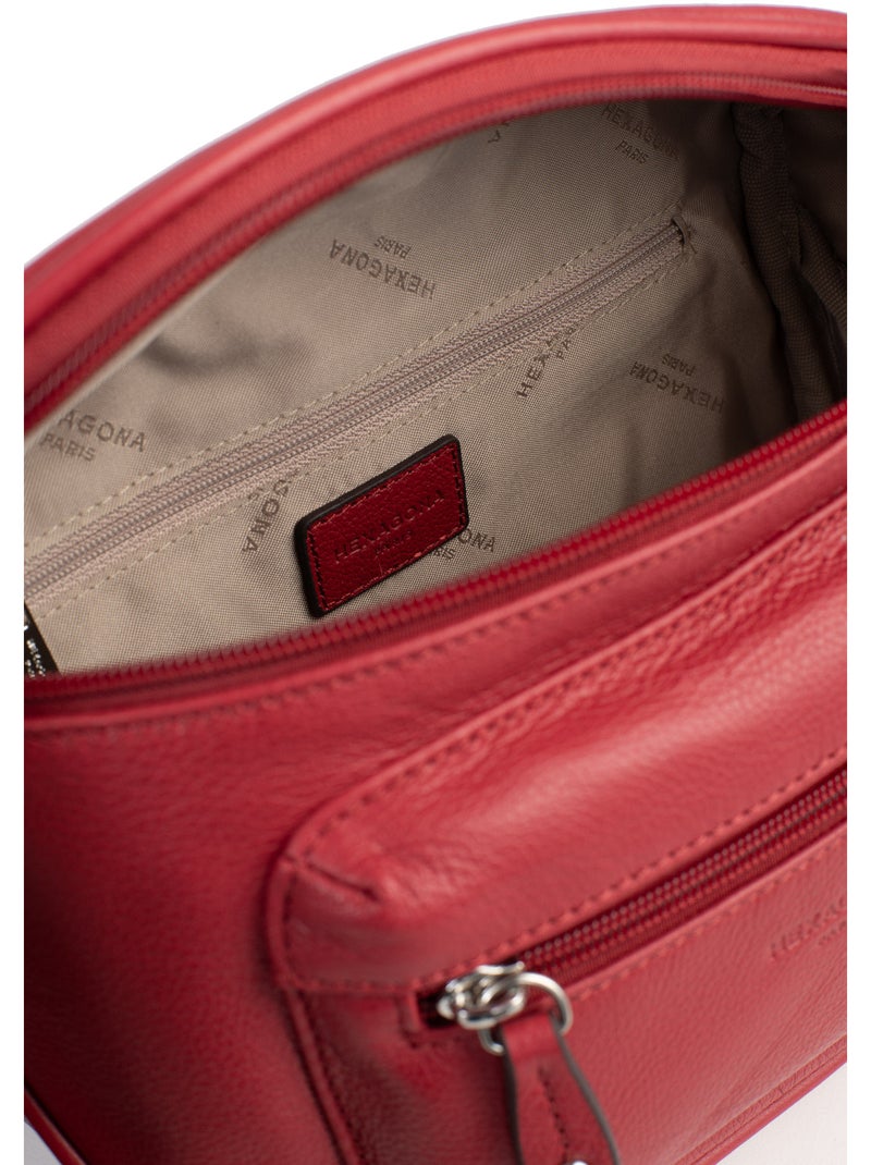 Borsa a tracolla - pelle confort hexagona Rosso scuro - Kiabi