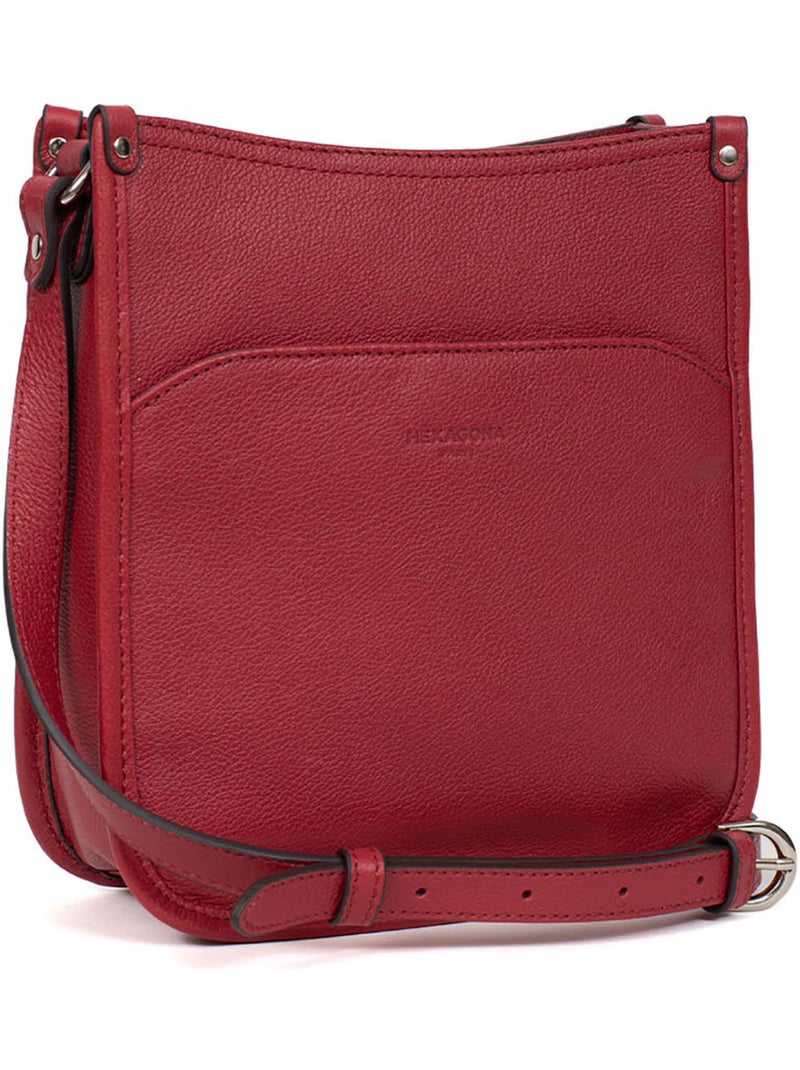 Borsa a tracolla - pelle confort hexagona Rosso scuro - Kiabi