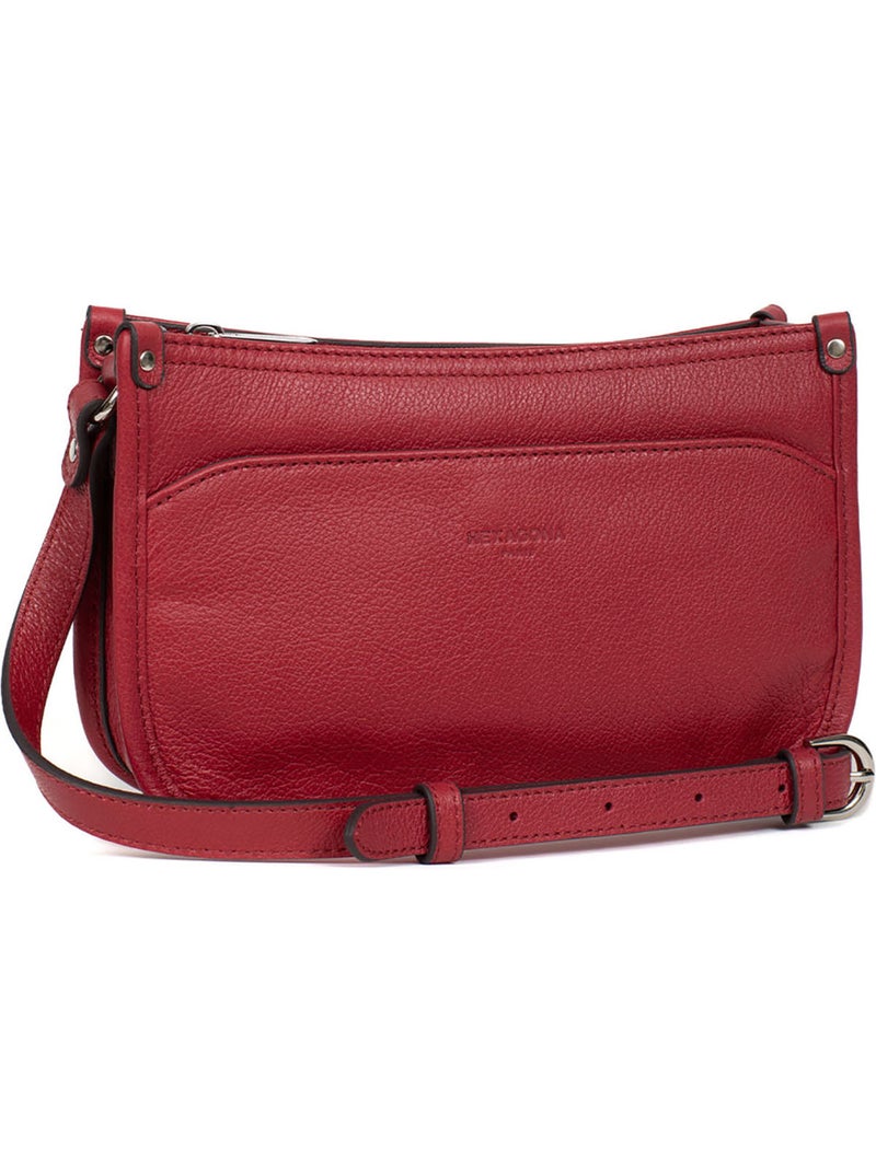 Borsa a tracolla - pelle confort hexagona Rosso scuro - Kiabi
