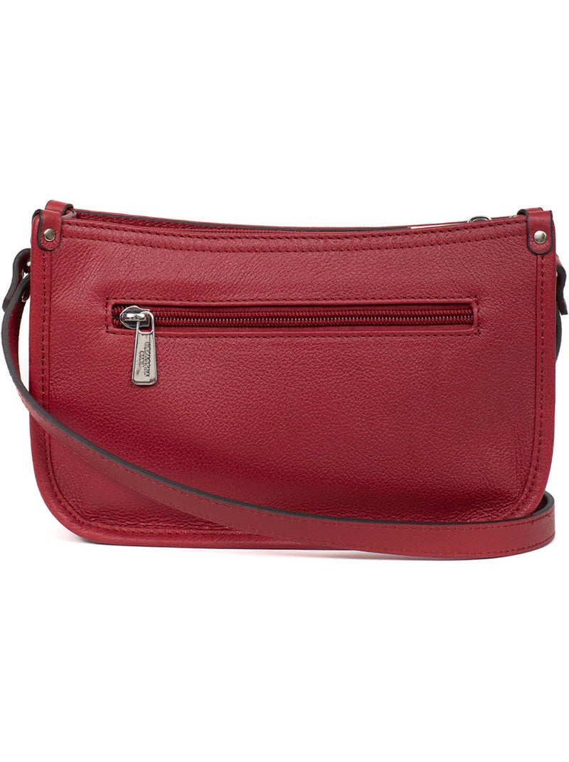 Borsa a tracolla - pelle confort hexagona Rosso scuro - Kiabi
