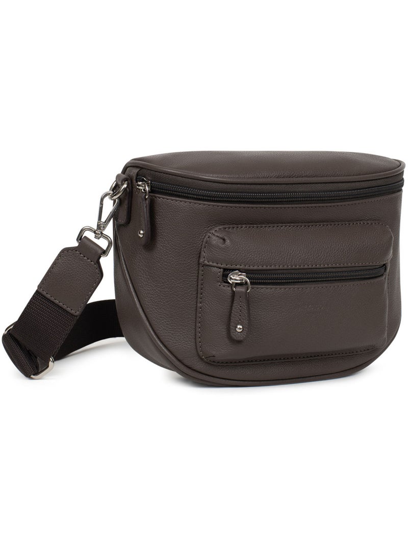 Borsa a tracolla - pelle confort hexagona Tortora - Kiabi