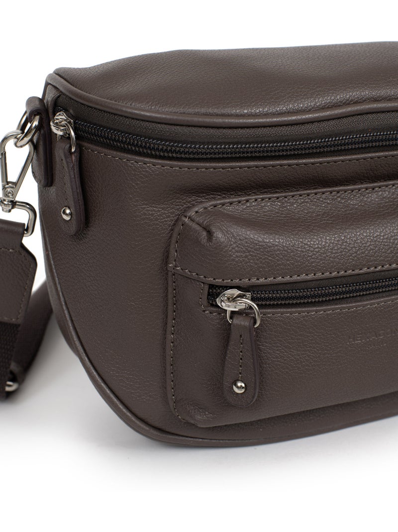 Borsa a tracolla - pelle confort hexagona Tortora - Kiabi