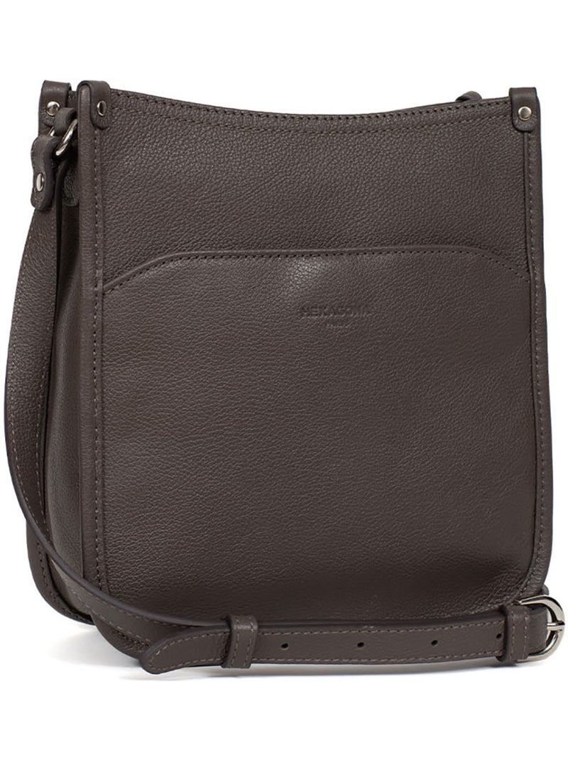 Borsa a tracolla - pelle confort hexagona Tortora - Kiabi