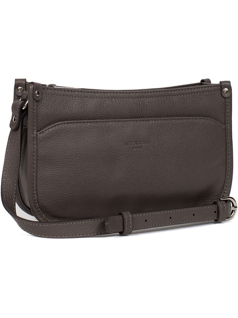 Borsa a tracolla - pelle confort hexagona Tortora - Kiabi