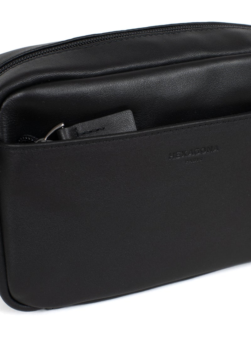 Borsa a tracolla - pelle di vitello soft studio hexagona Nero - Kiabi