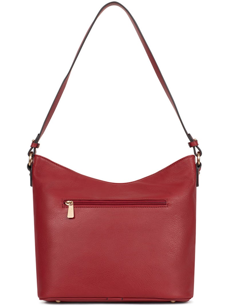 Borsa a tracolla - pelle di vitello taima hexagona Rosso scuro - Kiabi