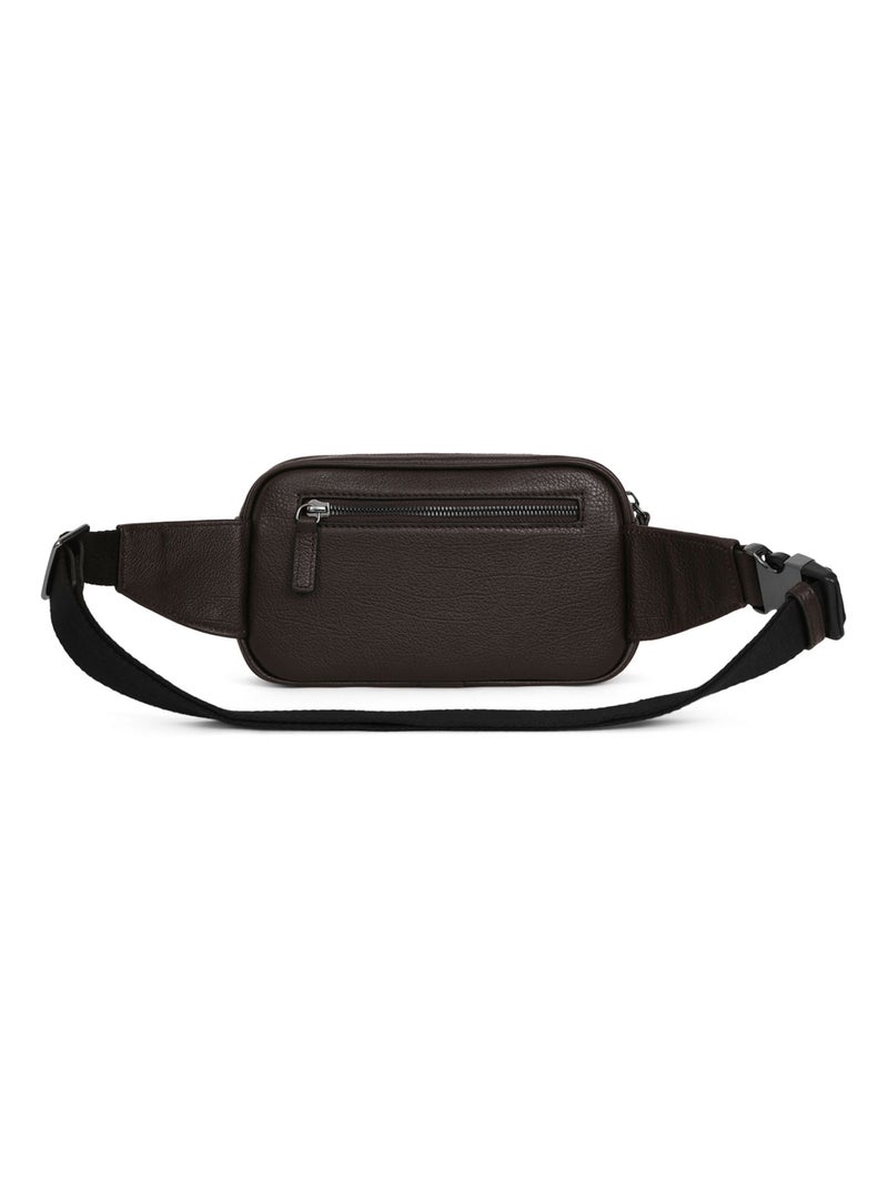 Borsa a tracolla - pelle encore hexagona Marrone scuro - Kiabi