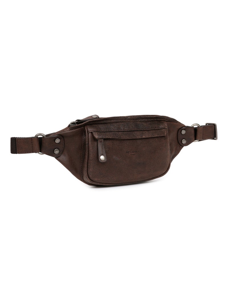 Borsa a tracolla - pelle instinct hexagona Marrone - Kiabi