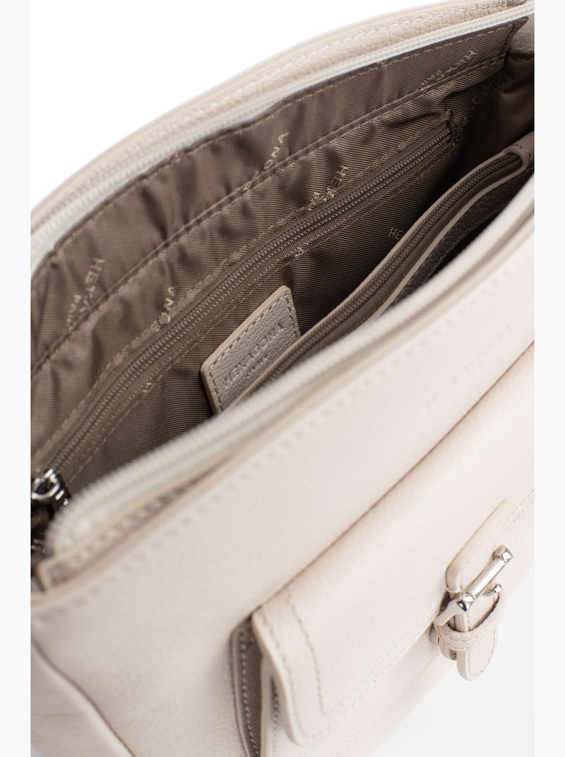 Borsa a tracolla - pelle mirabelle hexagona Avorio - Kiabi