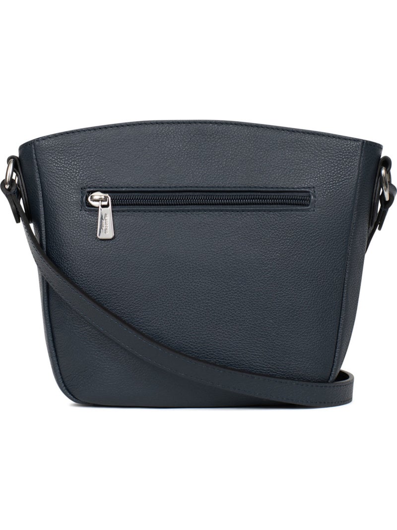 Borsa a tracolla - pelle mirabelle hexagona Blu petrolio - Kiabi