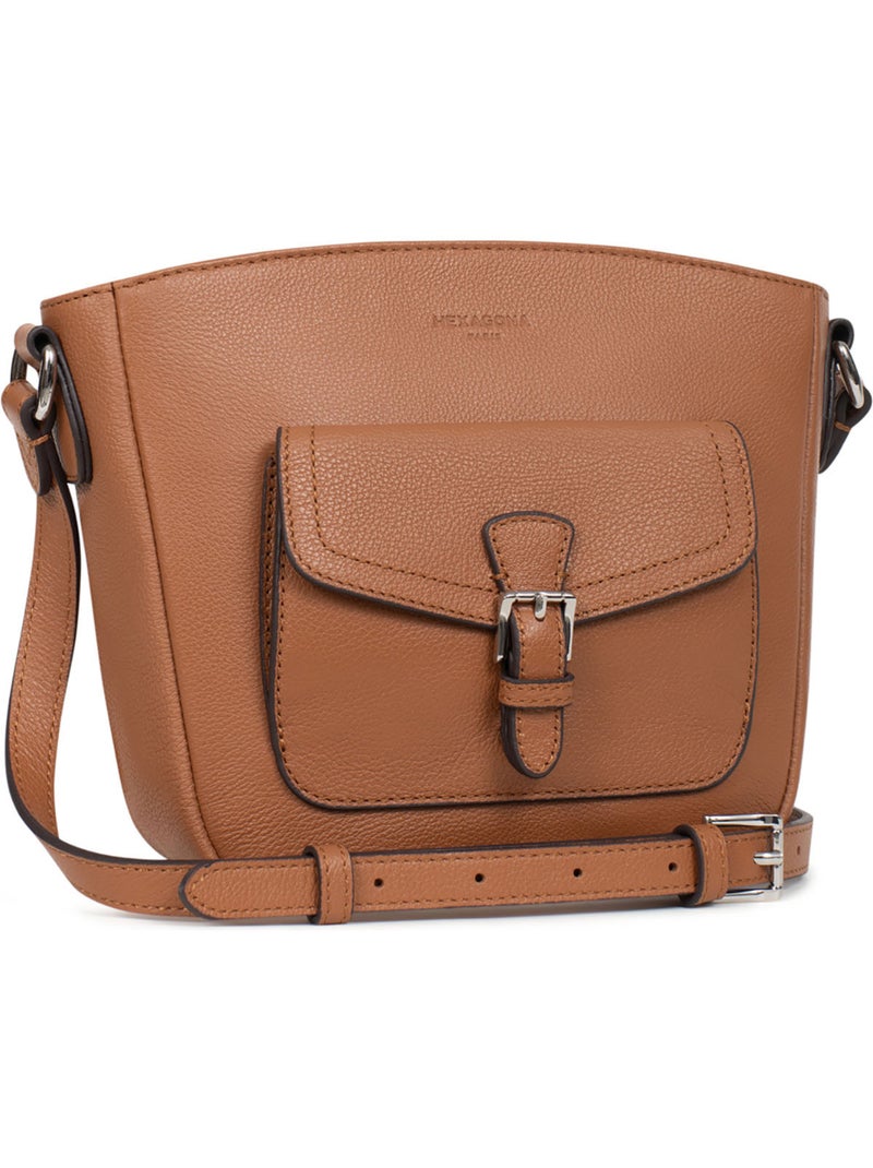 Borsa a tracolla - pelle mirabelle hexagona Marrone chiaro - Kiabi