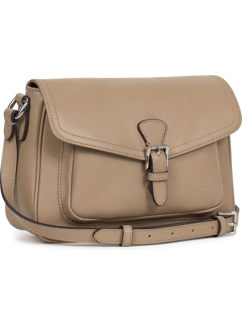 Borsa a tracolla - pelle mirabelle hexagona Marrone glacé - Kiabi