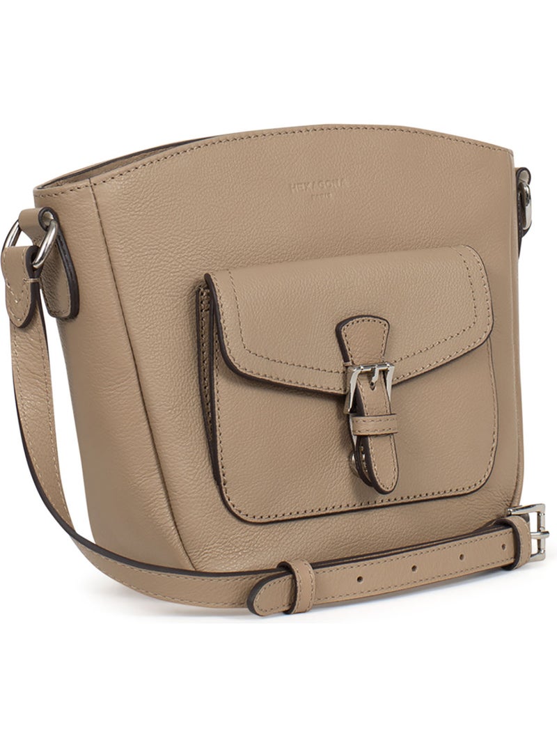 Borsa a tracolla - pelle mirabelle hexagona Marrone glacé - Kiabi