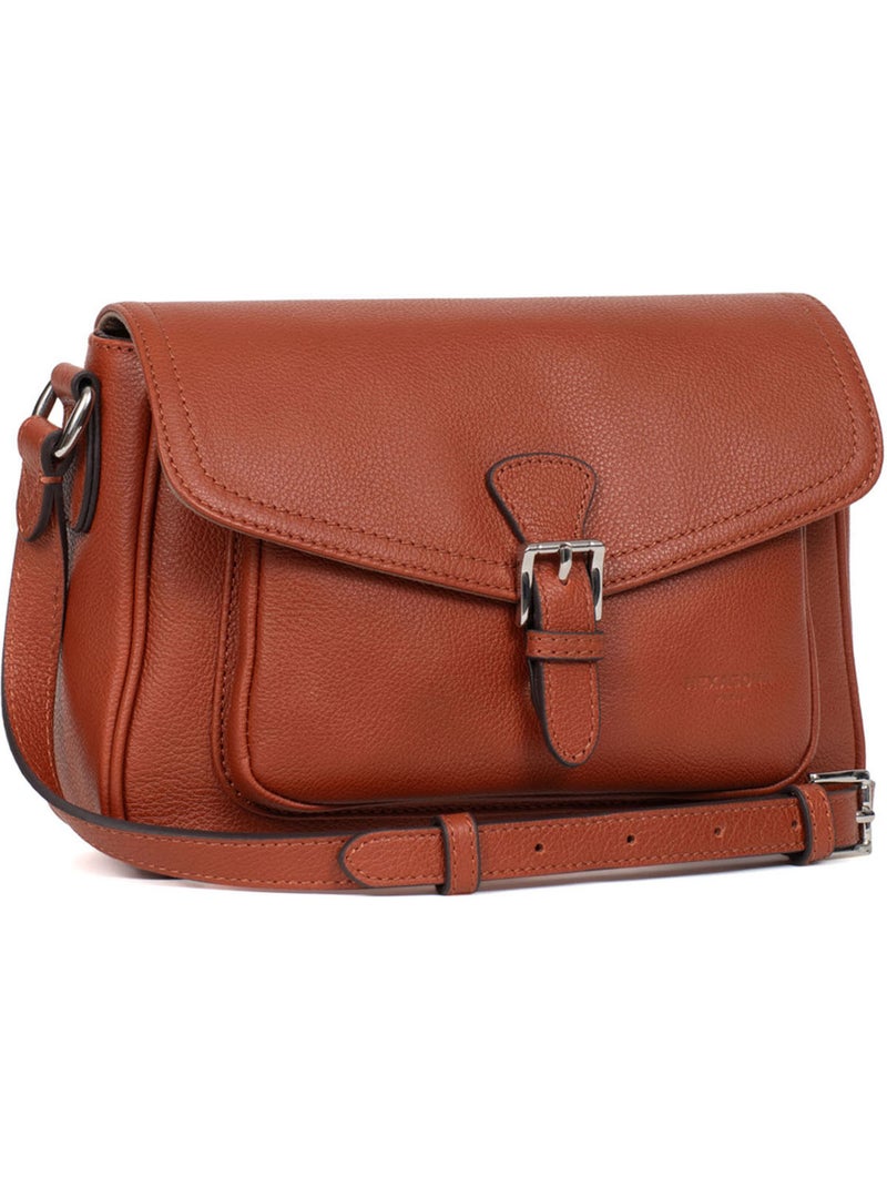 Borsa a tracolla - pelle mirabelle hexagona Marrone - Kiabi