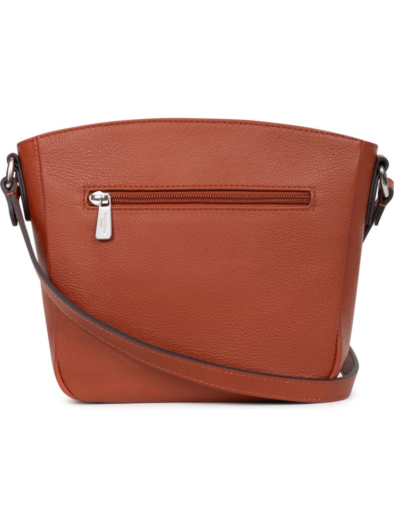 Borsa a tracolla - pelle mirabelle hexagona Marrone - Kiabi