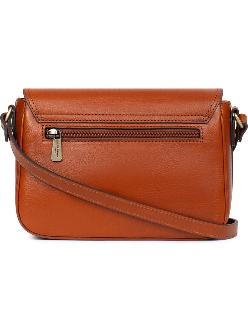 Borsa a tracolla - pelle ondine hexagona Cognac - Kiabi
