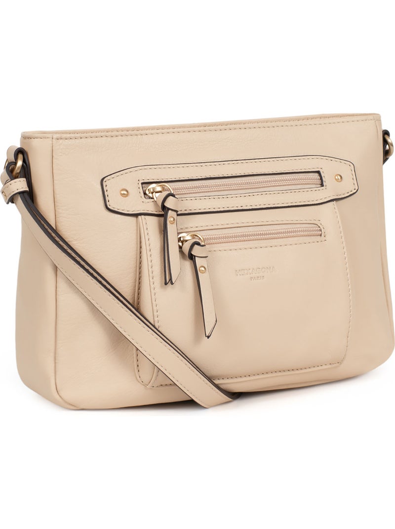 Borsa a tracolla - Pelle TAIMA Beige - Kiabi