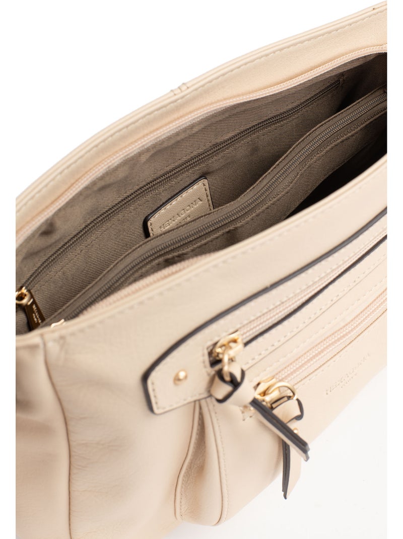 Borsa a tracolla - Pelle TAIMA Beige - Kiabi