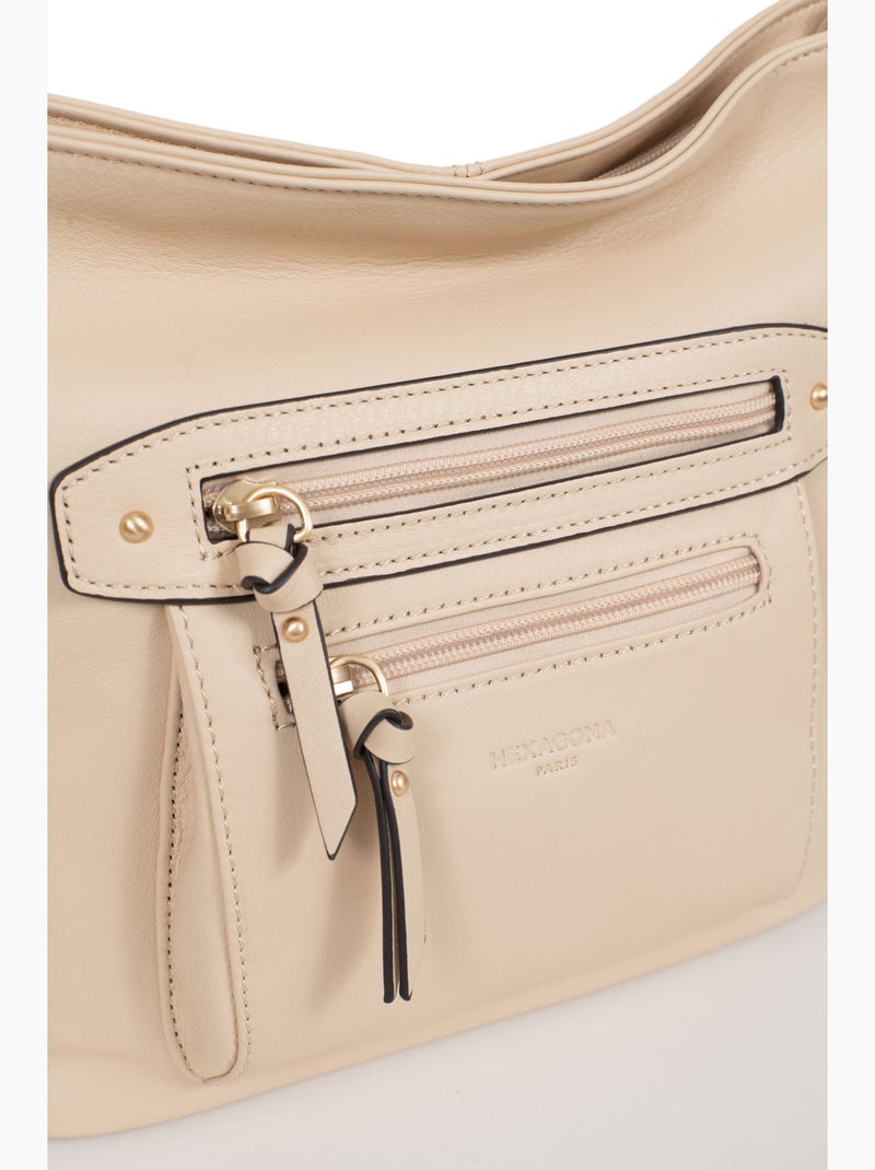 Borsa a tracolla - pelle taima hexagona Beige - Kiabi