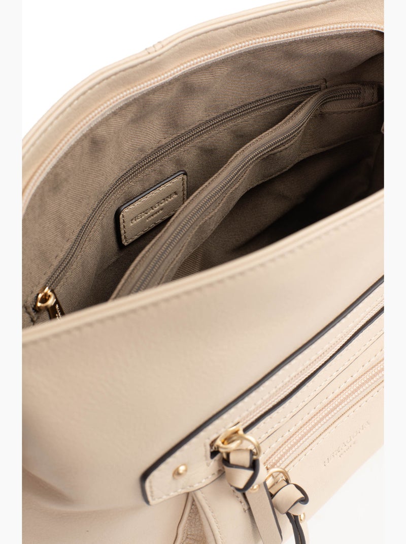 Borsa a tracolla - pelle taima hexagona Beige - Kiabi