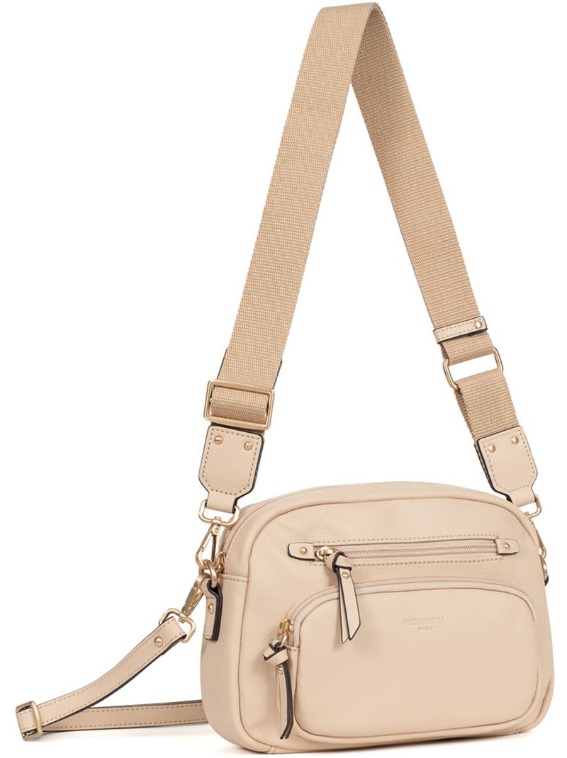 Borsa a tracolla - pelle taima hexagona Beige - Kiabi