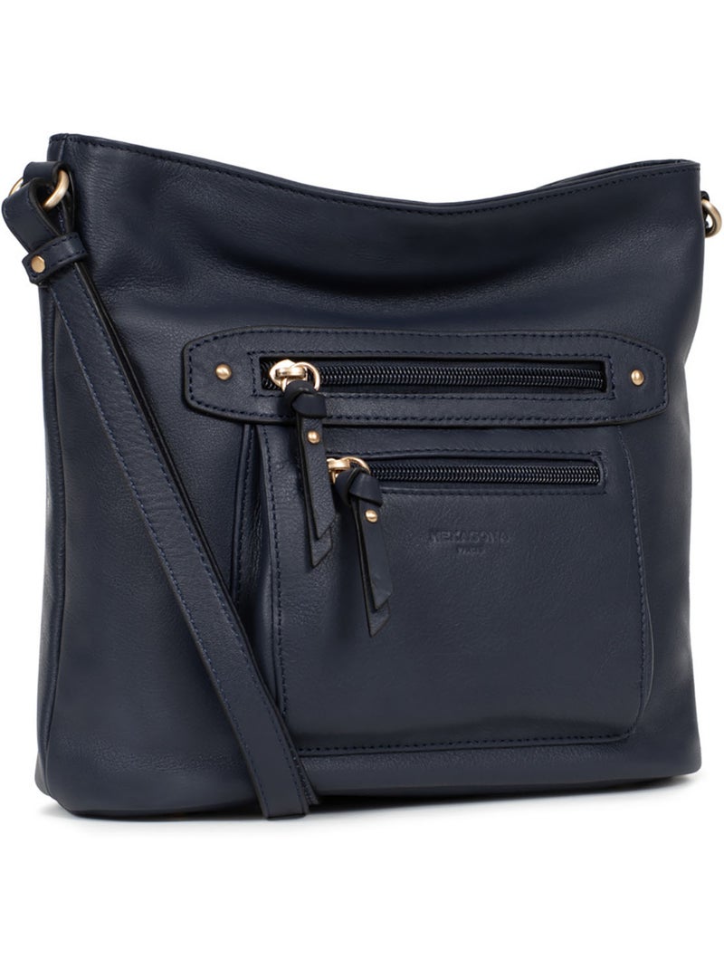 Borsa a tracolla - pelle taima hexagona Blu notte - Kiabi