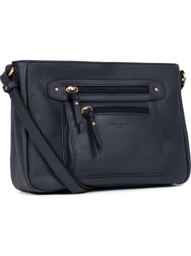 Borsa a tracolla - pelle taima hexagona Blu notte - Kiabi