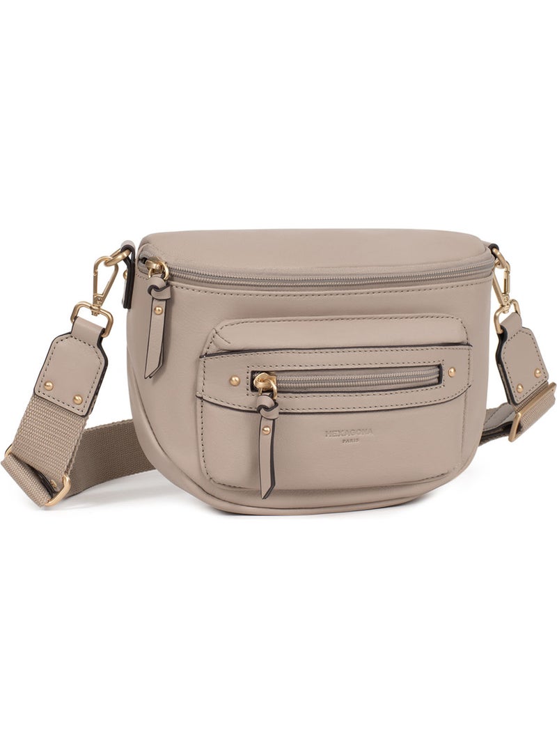 Borsa a tracolla - pelle taima hexagona Grigio - Kiabi
