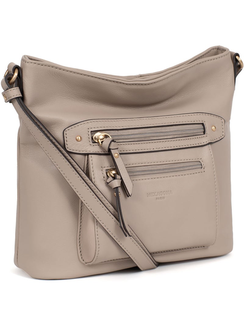 Borsa a tracolla - pelle taima hexagona Grigio - Kiabi