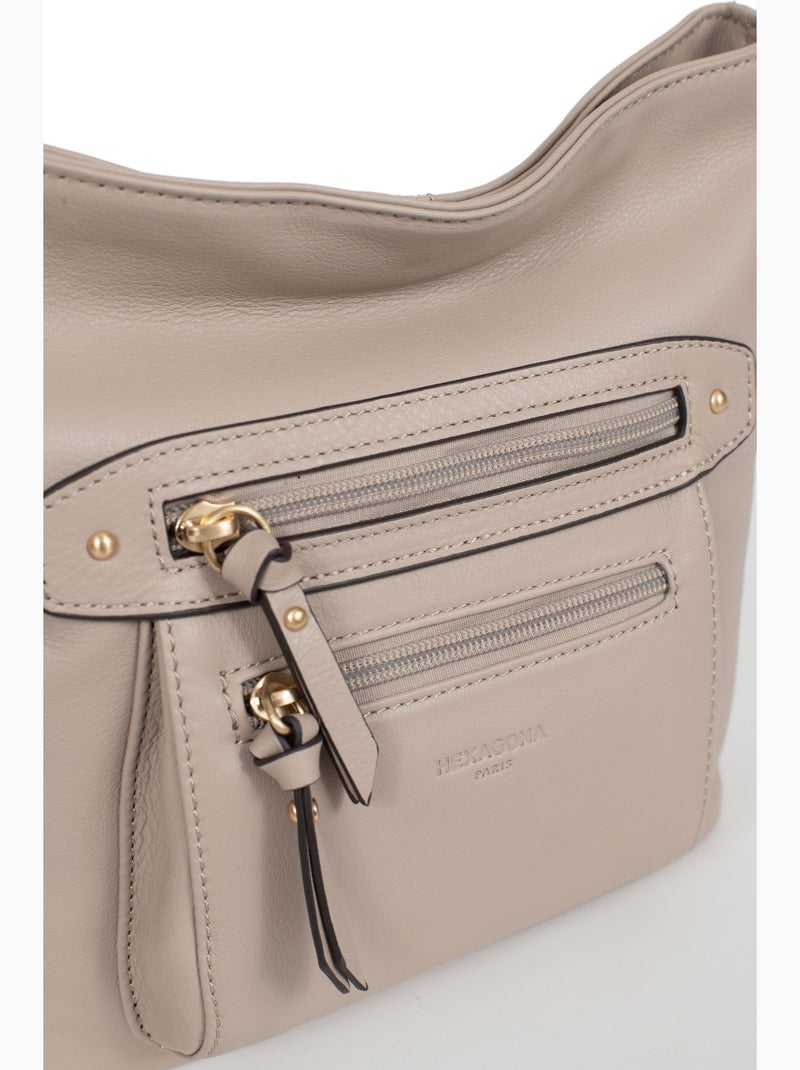 Borsa a tracolla - pelle taima hexagona Grigio - Kiabi