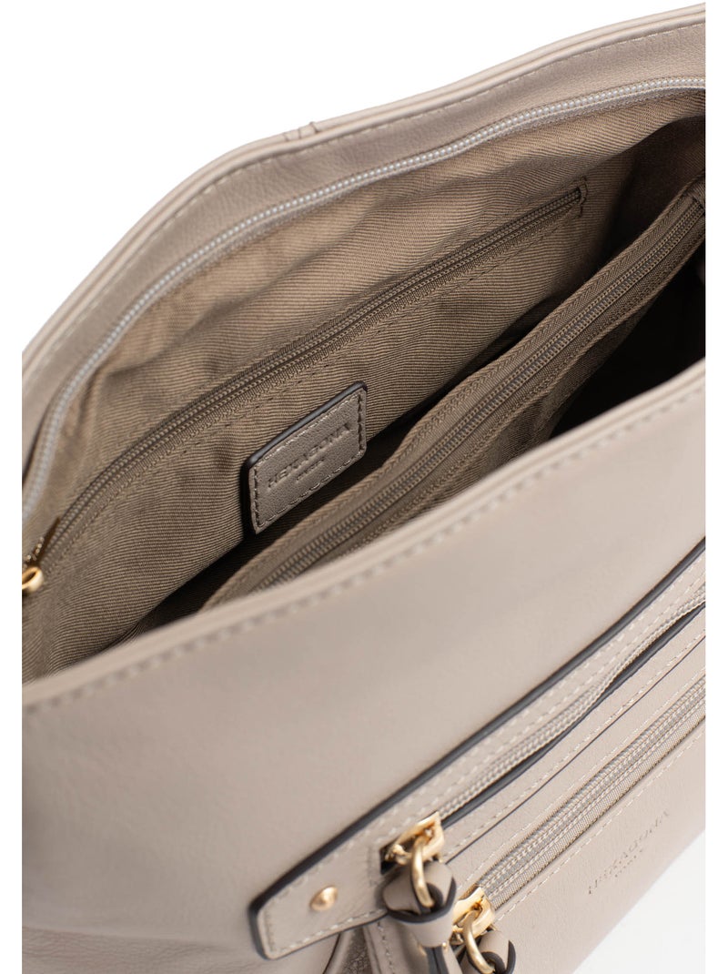 Borsa a tracolla - pelle taima hexagona Grigio - Kiabi