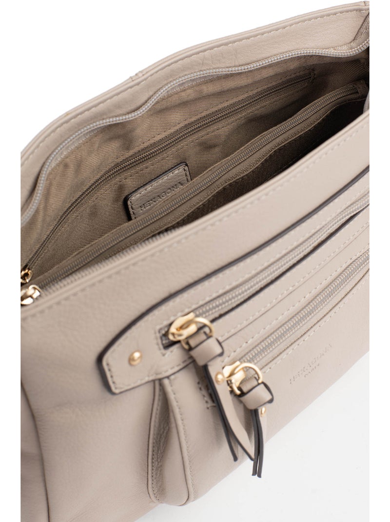 Borsa a tracolla - pelle taima hexagona Grigio - Kiabi