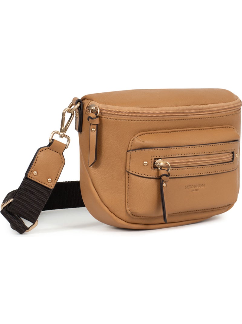 Borsa a tracolla - pelle taima hexagona Marrone avana - Kiabi
