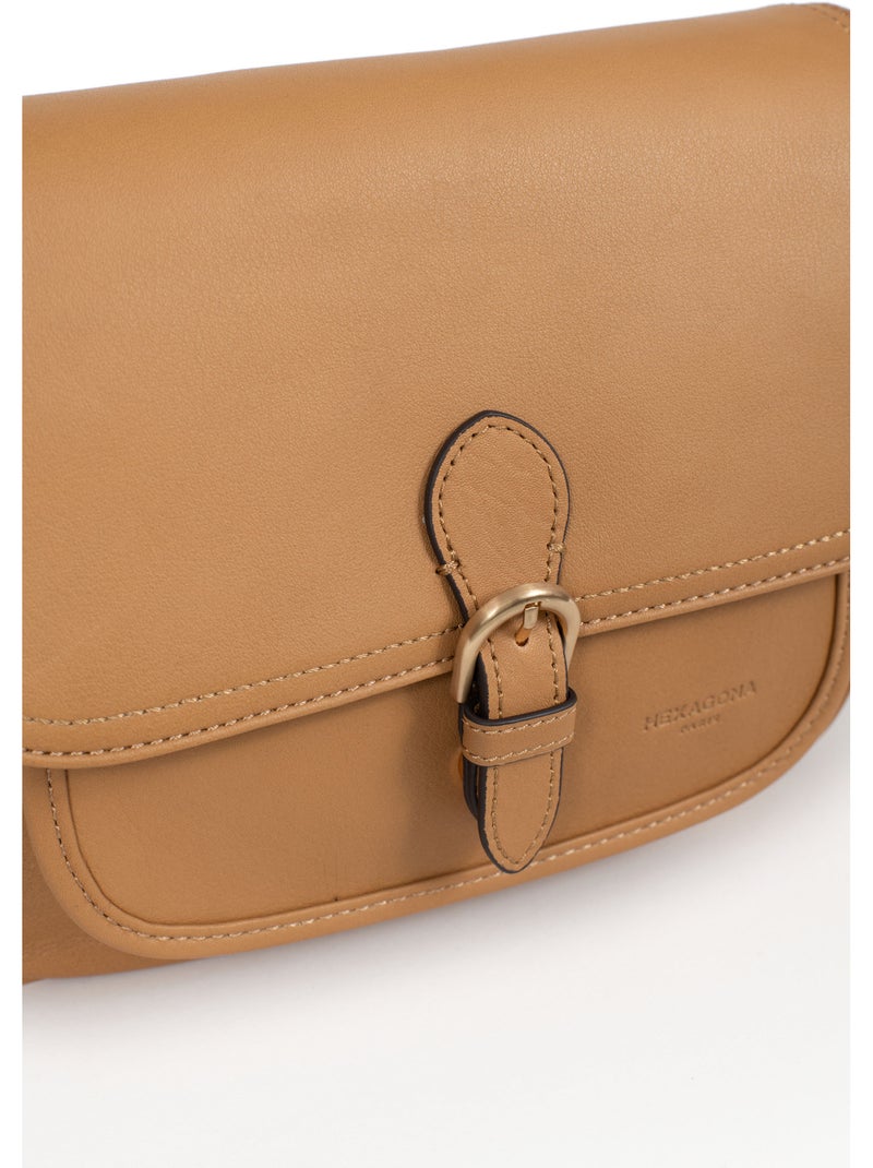 Borsa a tracolla - pelle taima hexagona Marrone avana - Kiabi