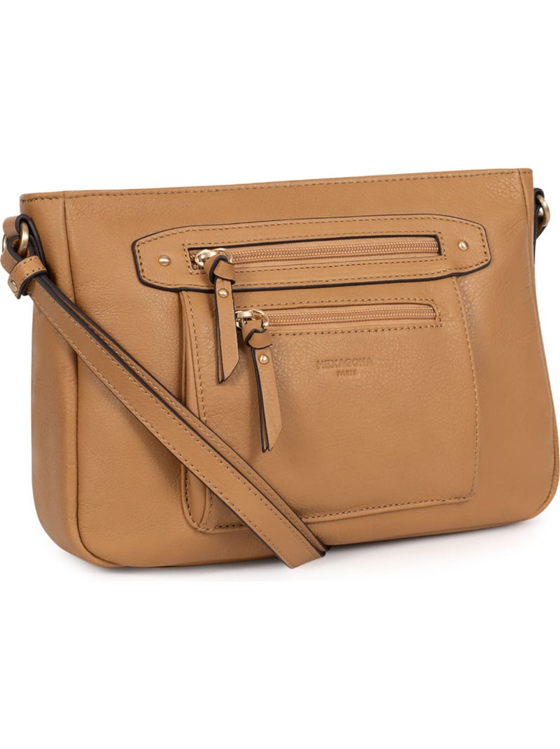 Borsa a tracolla - pelle taima hexagona Marrone avana - Kiabi