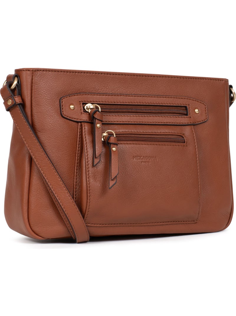 Borsa a tracolla - pelle taima hexagona Marrone - Kiabi