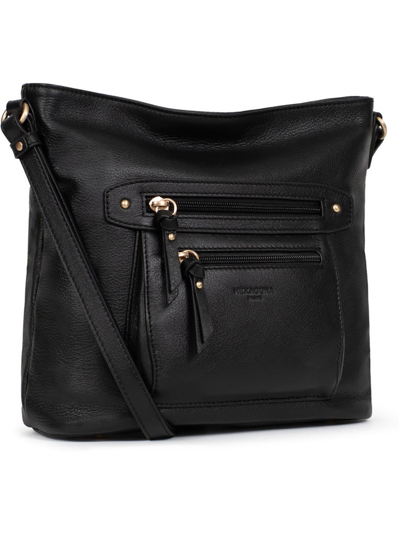 Borsa a tracolla - pelle taima hexagona Nero - Kiabi