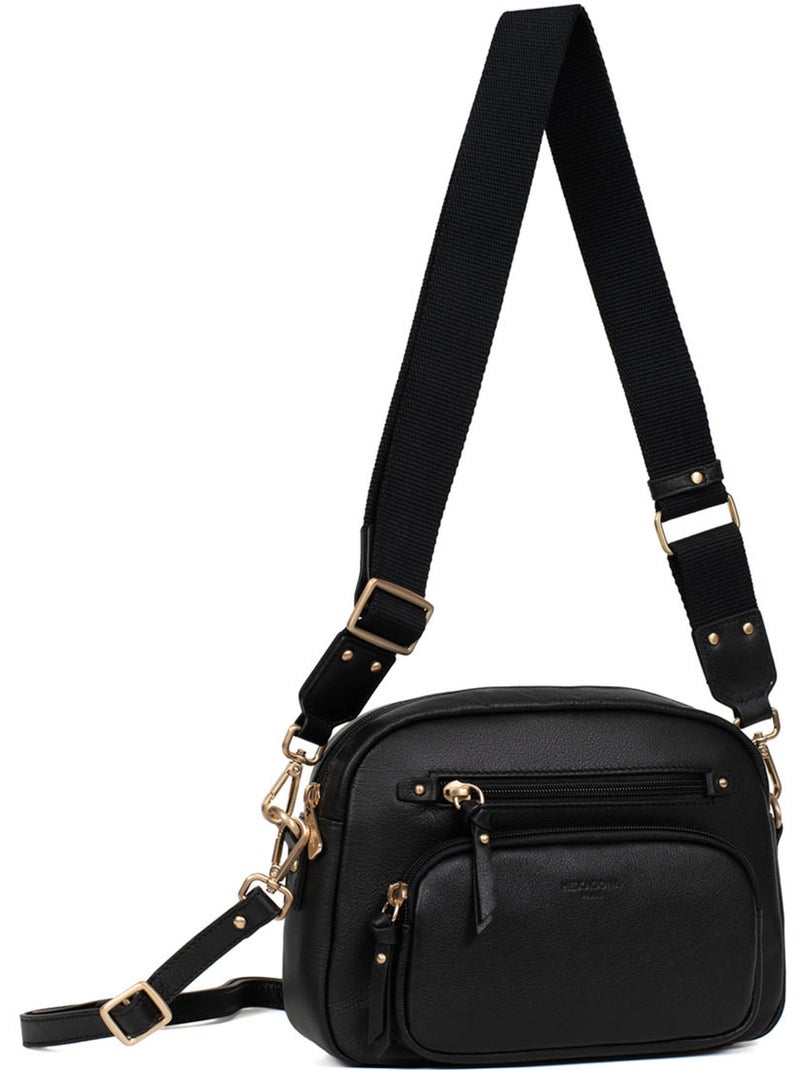 Borsa a tracolla - pelle taima hexagona Nero - Kiabi